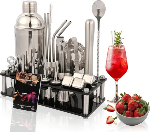Miniatura 6 de Mixology - Kit de coctelera de 8 piezas, juego de coctelera de acero inoxidable, juego de cóctel perfecto para mezclar bebidas, hogar, bar y fiestas