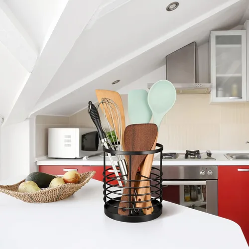 Miniatura 2 de RedCall Soporte para utensilios para encimera de cocina, soporte de espátula de metal, soporte de utensilios de cocina para cuchara, organizador