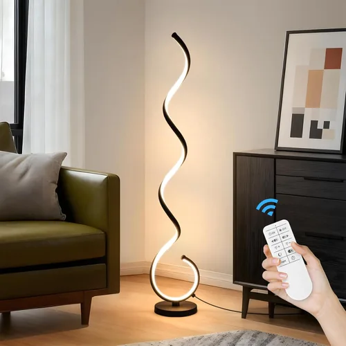 Miniatura 10 de EIDISUNY Lámpara de pie moderna para sala de estar, lámparas de pie LED en espiral de 3 colores con control remoto e interruptor de pie, lámpara