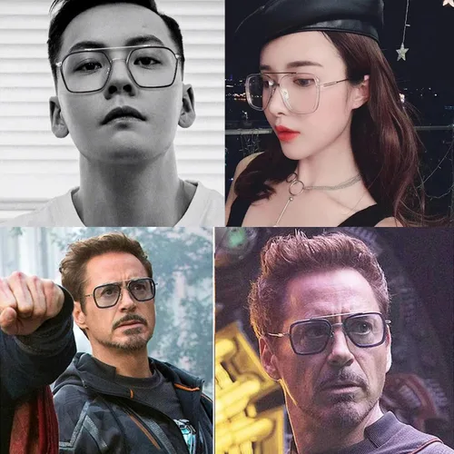 Miniatura 2 de Onrtry Tony Stark - Lentes de bloqueo de luz azul para hombres y mujeres, montura de metal retro, lentes de Iron Man Spider-Man