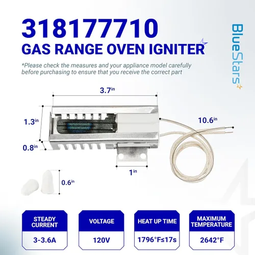 Miniatura 2 de 318177710 Encendedor de horno de gas compatible con Frigidaire Kenmore GE Hotpoint Roper Tappan Gas Range - Reemplaza 5303935066 AR5066 12400035