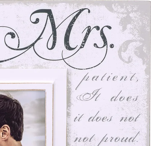 Miniatura 3 de Malden International Designs Serigrafiado Corinthians Verse Mr & Mrs - Marco de fotos de madera, 5 x 7 pulgadas, color blanco roto