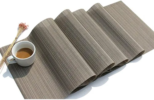 Miniatura 2 de Camino de mesa moderno de PVC de vinilo para comedor, mesa de café, cómoda (beige, 12 x 70 pulgadas)