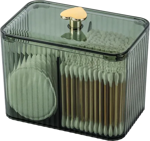 Miniatura 12 de Tbestmax Dispensador Portahisopo de 2 Secciones, Organizador Transparente de Baño de 2 Rejillas, Contenedor de Almacenamiento de Cosméticos