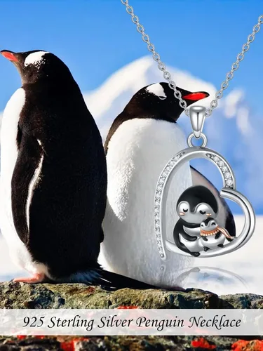 Miniatura 2 de POTOPYY Collar de rana, pingüino, elefante, panda, zorro, abeja, regalo para mujer, plata de ley S925, lindo colgante de animales, joyería