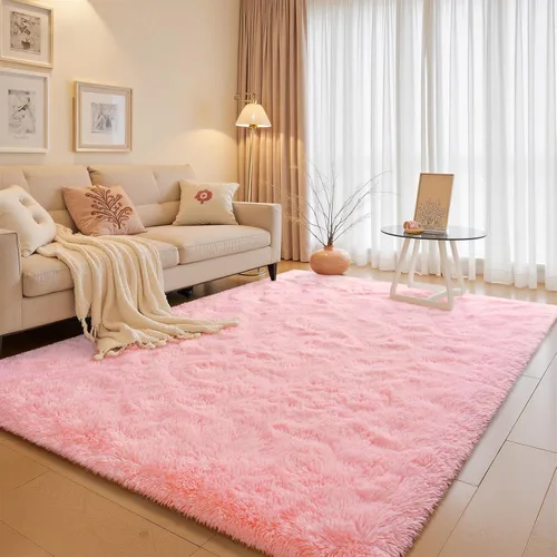 Miniatura 11 de JUNOVO - Alfombra de área lavable, antideslizante, alfombras ultra suaves de 4 x 5.3 pies, alfombras esponjosas para dormitorio, niños, niñas, Azul
