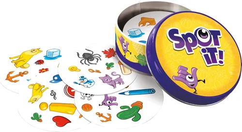 Miniatura 5 de Asmodee Spot It! Juego de cartas clásico (actualización 2024) - Edición con funda ecológica, juego de percepción visual 5 en 1 para reflejos rápidos