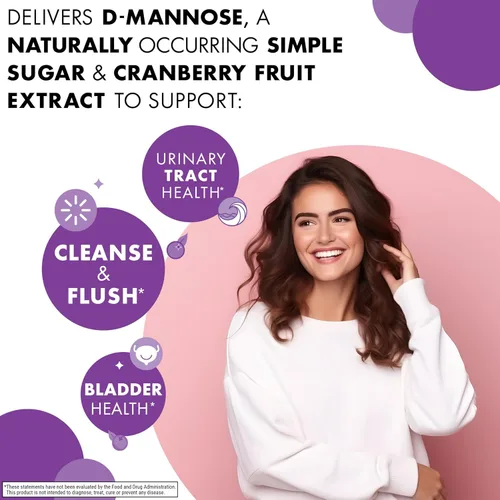 Miniatura 3 de BlueBonnet Nutrition D-manosa y arándano - Soporte para el tracto urinario de acción rápida para hombres y mujeres* - Sin OMG, vegano, kosher, sin