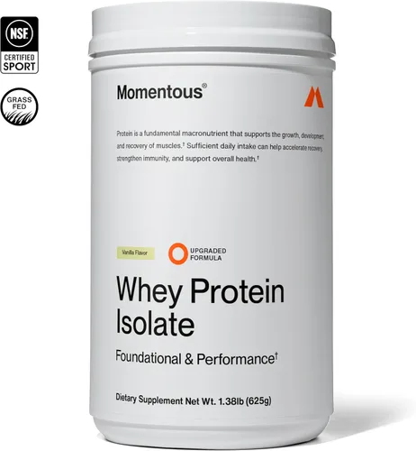 Miniatura 2 de Momentous Essential Proteína de suero de vacas alimentadas a pasto en polvo - 20 g de proteína aislada de suero - Certificada NSF