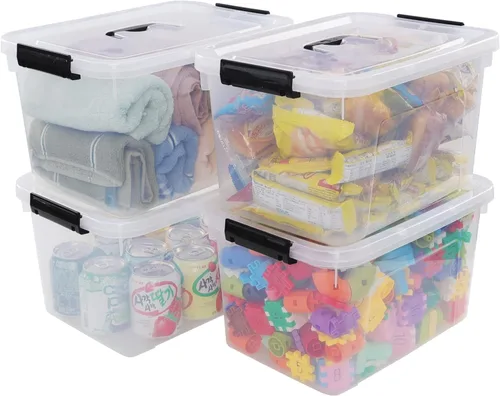 Miniatura 8 de Caja de almacenamiento transparente de plástico de 10 L, caja de plástico con tapa, paquete de 6 Clear Design, Locking Latch Lid, Convenient Top