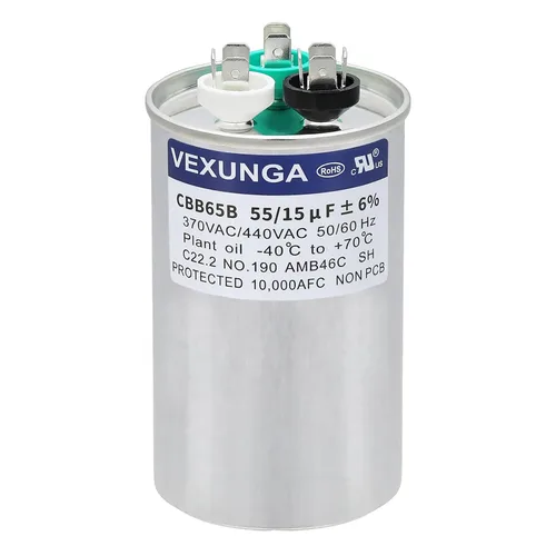 Miniatura 67 de VEXUNGA - 25/5 uF 25+5 MFD 370V o 440V Condensadores redondos de arranque dual 25 5 uF 370 440 Volt VAC CBB65 Condensadores para acondicionador