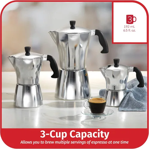 Miniatura 4 de Goodcook Koffe - Cafetera de 3 tazas de aluminio para café expreso, no eléctrica