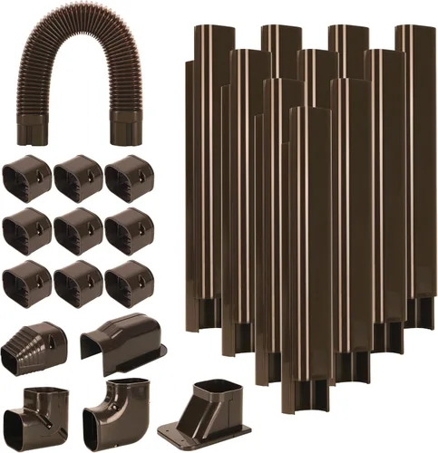 GUEQUITLEX Kit de cubierta de línea de 3 pulgadas de ancho y 16.1 pies para aire acondicionado mini split marrón, kit de cubierta de línea de PVC
