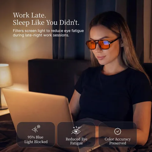 Miniatura 5 de Nox Sleep Lentes de bloqueo de luz azul para hombres, antifatiga ocular, para computadora y juegos, bloquean el 95% de la luz azul, reducen