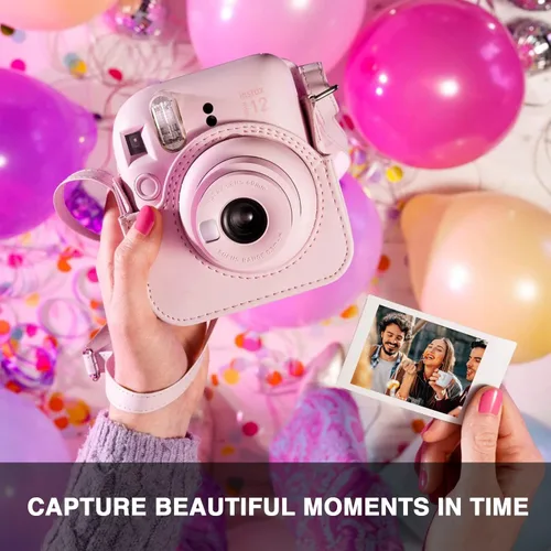 Miniatura 6 de CAIYOULE Funda para cámara para Fujifilm Instax Mini 12 cámara de película instantánea, bolsa cruzada protectora de cuero PU retro para Fuji Mini 12