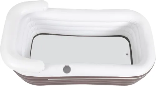 Miniatura 8 de Bañera inflable plegable de 4 capas, bañera portátil de pie para adultos de 50 pulgadas con bomba de aire eléctrica, bañera de spa para baño de agua