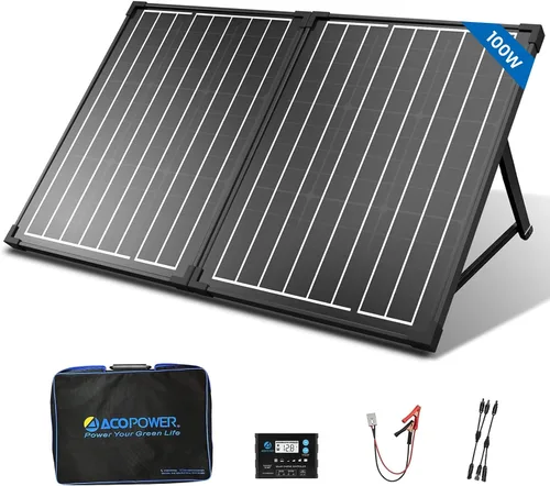 Miniatura 12 de ACOPOWER Kit de panel solar portátil de 200W, controlador de carga impermeable de 20A para batería de 12V y generador solar para RV, remolque