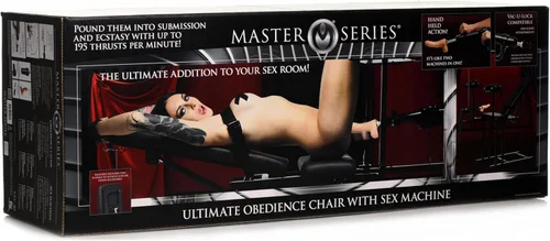 Miniatura 6 de Master Series Silla de Obediencia Completamente Ajustable Ultimate con Máquina Sexual – Dildo de Empuje para Hombres, Mujeres y Parejas Estructura