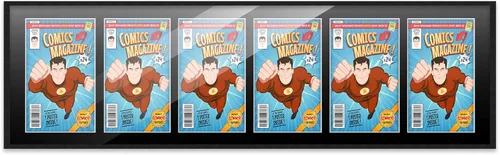 Miniatura 70 de Poster Palooza Marco de cómic con paspartú para 5 cómics de la era actual publicado después de 1985, marco de cómic negro para cómics de 6.875 x