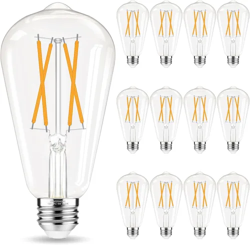 Miniatura 10 de GvvooHome Bombillas LED Edison, bombilla E26 equivalente a 60 vatios, no regulable, blanco frío 4000 K, bombillas vintage ST58, 90+ CRI, 6 W 600 LM