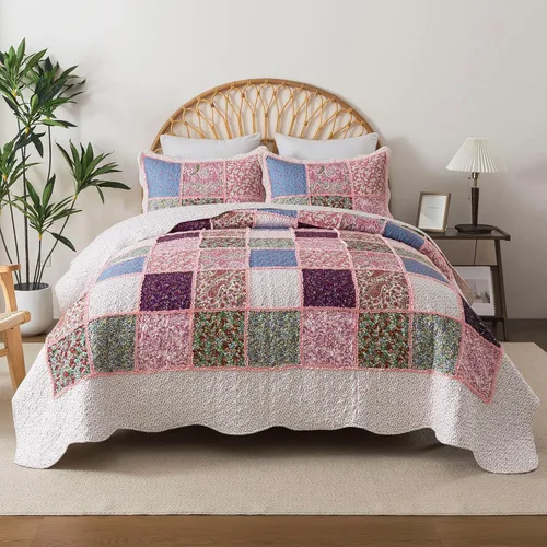 Miniatura 36 de HoneiLife Juego de colcha de tamaño King extragrande de 120 x 120 pulgadas, 3 piezas, California King extragrande, todas las estaciones, ropa