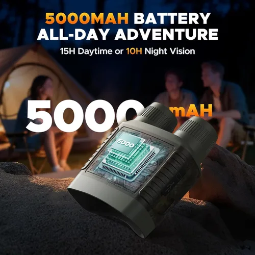 Miniatura 6 de Gafas de visión nocturna 4K, prismáticos de visión nocturna de 48 MP con zoom 10X y batería de 5000 mAh, tarjeta de 32 GB incluida, visión Verde