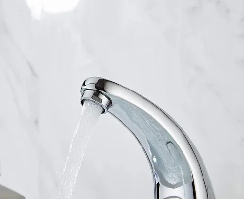 Miniatura 9 de Grifo de lavabo de baño Sensor automático de temperatura sin contacto, montaje en cubierta comercial, latón macizo, activado por movimiento, bañera