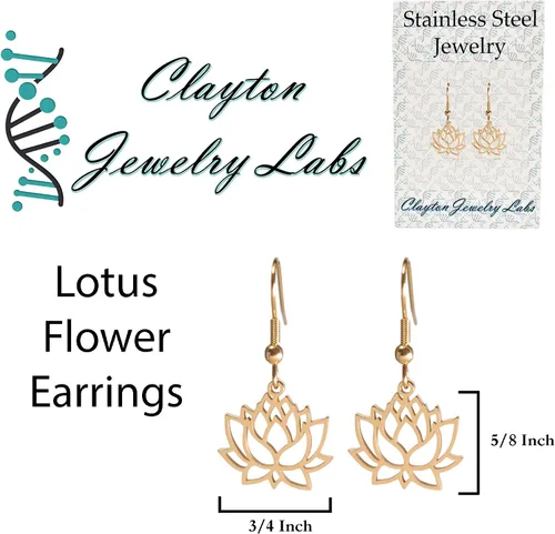 Miniatura 3 de Pendientes colgantes de acero inoxidable con flor de loto