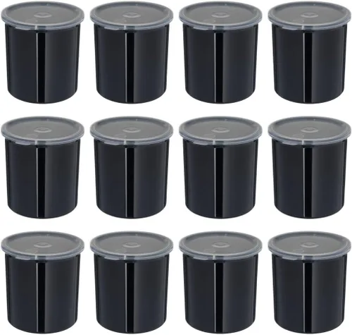 Carlisle FoodService Products Contenedor de Almacenamiento Redondo Clásico tipo Crock con Tapa para Cocina, Restaurantes, Hogar, Plástico, 1.2 Negro