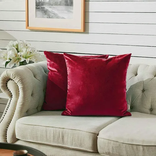 Miniatura 9 de FY FIBER HOUSE Paquete de 2 fundas de almohada de terciopelo decorativas, fundas de cojín suaves y sólidas, 16 x 16 pulgadas, color negro