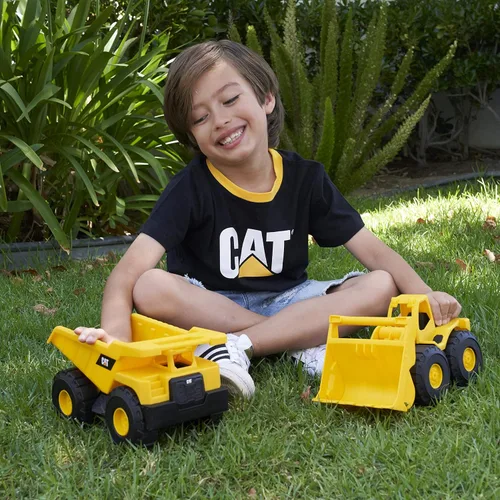 Miniatura 10 de Juego de juguetes de construcción CAT, paquete de 2 camiones de juguete de flota de construcción de 10" con piezas articuladas, divertido y duradero