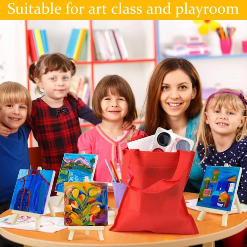 Miniatura 7 de 8 juegos de pintura de acuarela, suministros para fiestas, mini lienzo de pintura y caballete con mini juegos de pintura de acuarela de 4 x 4, mini