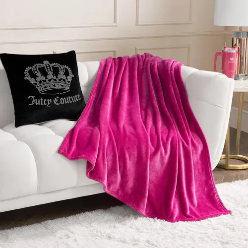 Miniatura 31 de Juicy Couture Berry Happy - Manta de felpa de 50 x 70 pulgadas, color rosa, mantas decorativas para sofás, mantas para sillas y camas