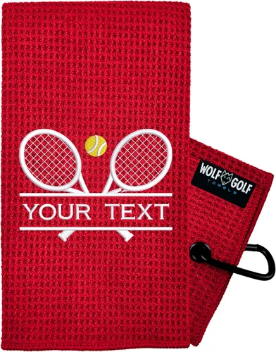 Miniatura 11 de Toalla de tenis personalizada Bordada para hombres y mujeres Accesorio personalizado para cancha Regalos de tenis Negro