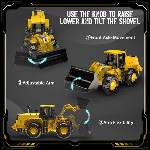 Miniatura 4 de Mould King 17084 - Juego de bloques de construcción para cargadora de ruedas, juguete de vehículo de ingeniería para construir, modelo de excavadora