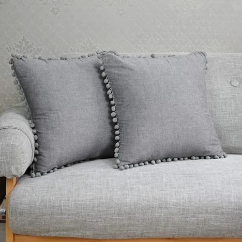 Miniatura 10 de Softta Euro Sham Covers - Juego de 2 fundas de almohada de 26 x 26 pulgadas con pompón negro, estilo étnico, vintage, 100% algodón puro, fundas