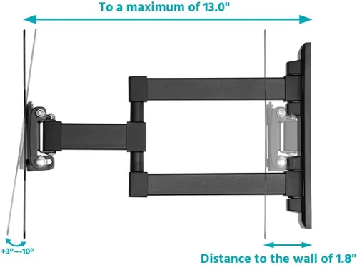 Miniatura 4 de Monoprice Soporte de pared para TV de movimiento completo prémium para televisores de 23" a 42" de hasta 44 libras, Max VESA 200x200, certificado UL
