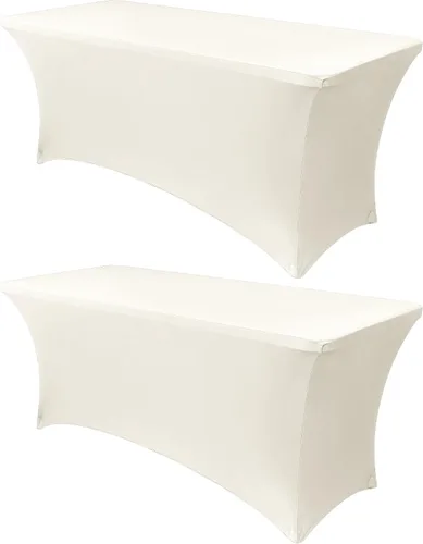 Miniatura 31 de Obstal Funda de mesa de elastano elástica de 4 pies para mesas plegables estándar, paquete de 2 manteles rectangulares universales ajustables