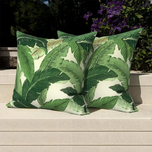 Miniatura 153 de Juego de 2 almohadas para exteriores de 16 x 16 pulgadas, repelentes al agua con interiores, para muebles de patio, hogar, jardín, geometría bohemia