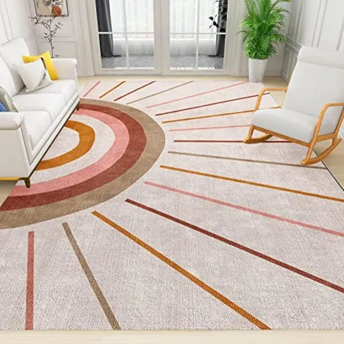 Miniatura 15 de Alfombra minimalista de lujo con diseño geométrico para sala de estar, alfombra moderna con estampado de mármol rosa dorado, alfombra rectangular