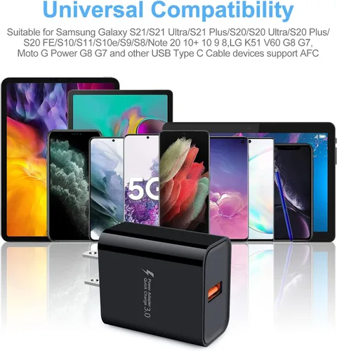 Miniatura 7 de Enchufe de cargador USB, carga rápida 3.0, bloque de carga rápida, caja de cubo para iPhone, Samsung Galaxy S23 A14 A54 S22 S21 Note20 S10 A10e S9