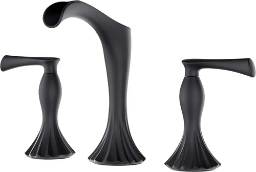Pfister LG49-RH1B Rhen - Grifo de lavabo de baño con cascada, 8 pulgadas, negro mate Mate negro