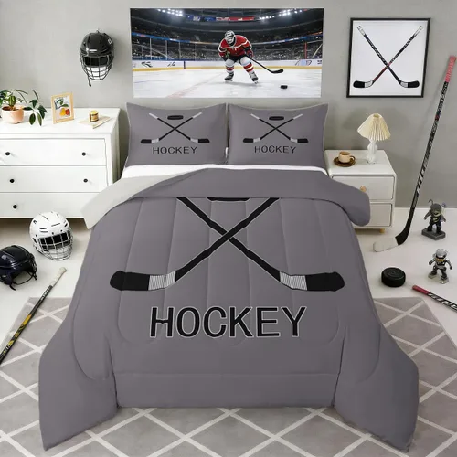 Miniatura 23 de Erosebridal Edredón de plumón de hockey sobre hielo, juego de edredón de jugador de hockey para adolescentes, niños y hombres, juego de ropa de cama