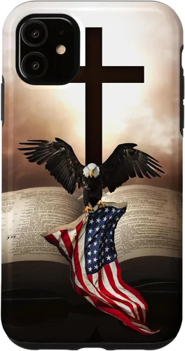Miniatura 8 de Pretty Christian Cross Bible A Bald Eagle Grip American Flag Case for iPhone 17
