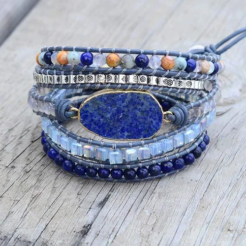 Miniatura 118 de ZOSOJONA - Pulseras bohemias hechas a mano de piedra natural, que dan vuelta, con cuentas de cristal de turquesa