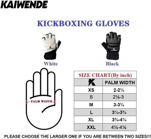 Miniatura 2 de Guantes de kickboxing de medio dedo, también aptos para entrenamiento de taekwondo, entrenamiento ligero, Muay Thai, artes marciales (Karav MAGA)