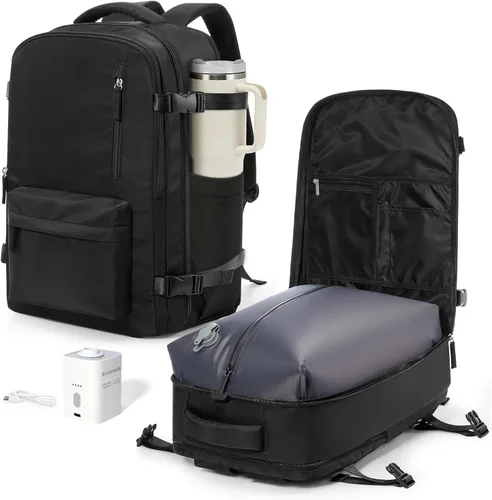 Miniatura 45 de VGCUB - Mochila grande para viaje, trabajo, negocios, mochila para laptop aprobada como equipaje de mano para vuelos, unisex, Negro -, Grande, Large