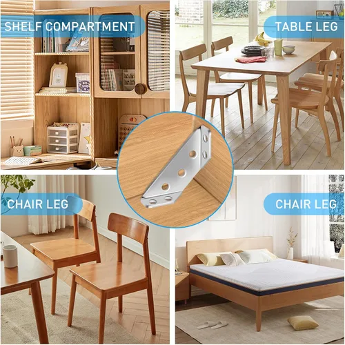 Miniatura 5 de 8 conectores universales de esquina para muebles con tornillos, soportes de esquina de acero inoxidable, soportes angulares trapeziformes