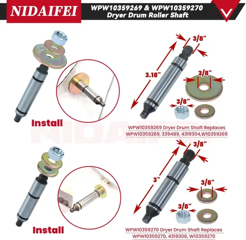 Miniatura 5 de [Actualizado] Kit de reparación de secadora 4392065 con kit de rodillo de tambor 349241T 691366 polea tensora 341241 correa de secadora WPW10359269