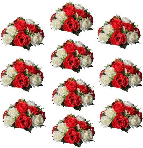 Miniatura 14 de Sziqiqi - 2 flores artificiales, flores de seda, 15 tallos para centros de mesa de flores o arreglos colgantes. Blanco puro